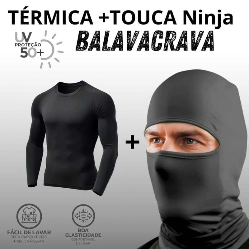 Blusa Térmica + Touca Ninja Balaclava Toca UV+50 Proteção Solar Térmica Motoqueiro Motoboy