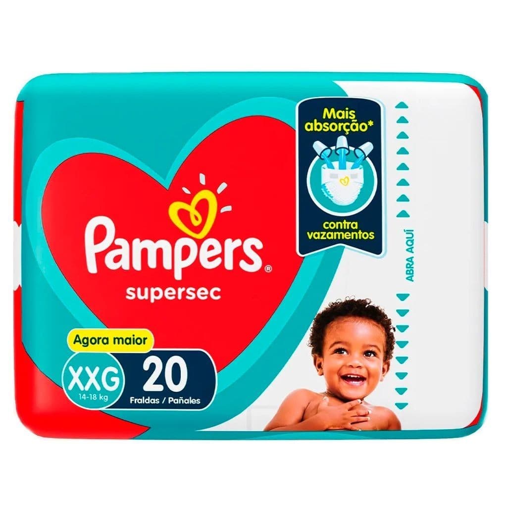 Fraldas Pampers Supersec XXG 20 Unidades