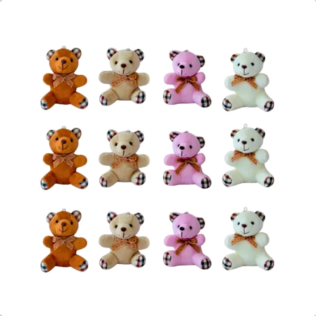 Chaveiros Urso Lembranças kit 4 colorido Fofinho Festas Bolsa