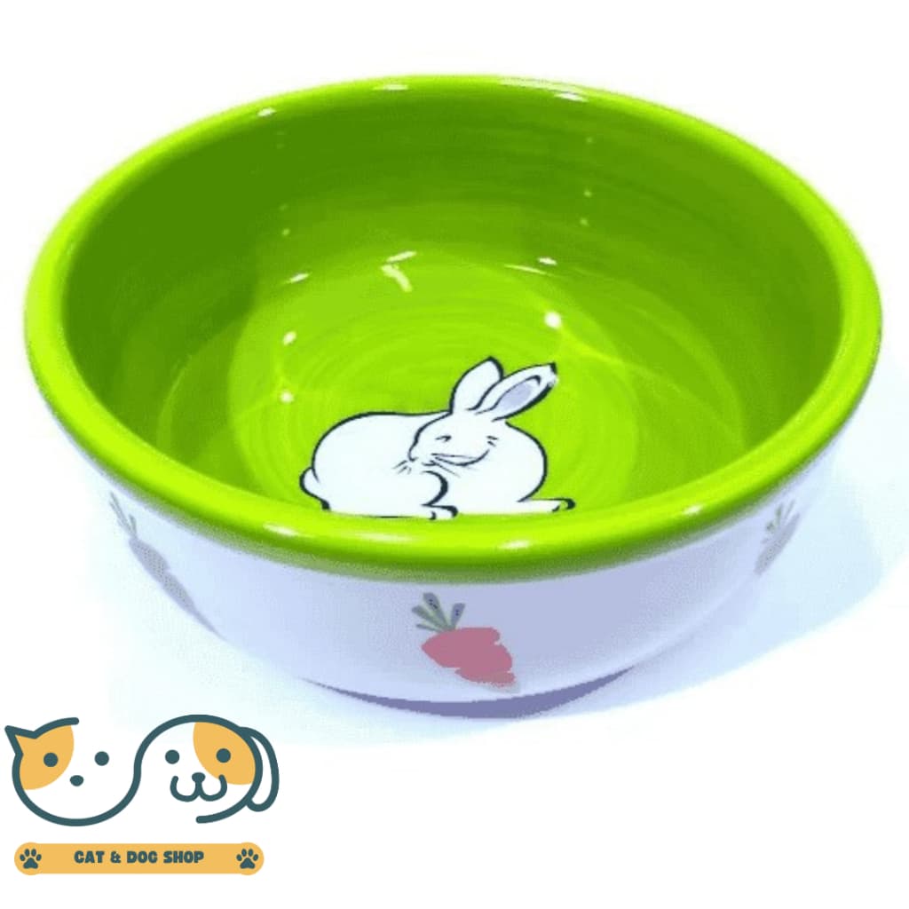 Comedouro de Porcelana p/ Coelhos Verde - The Pets Brasil