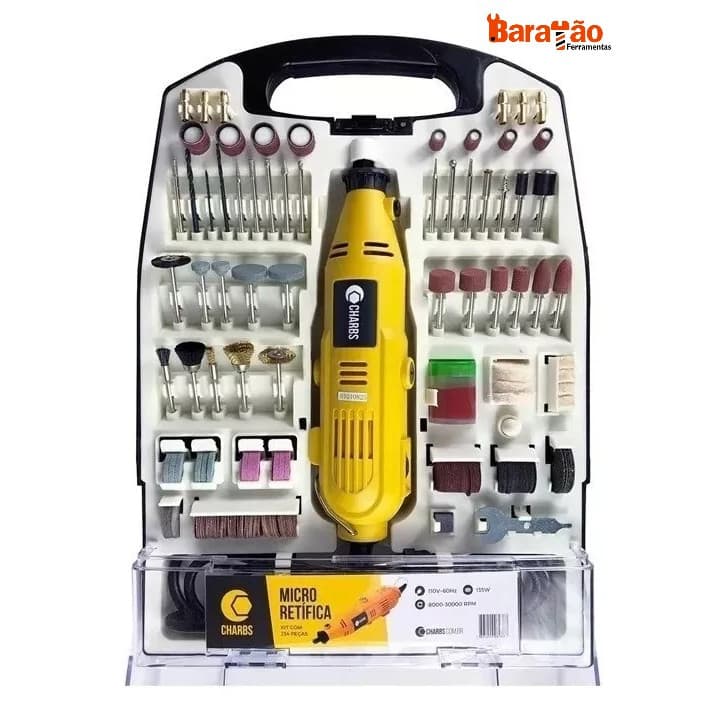 Micro/Mini Retífica Com 234 Peças E Maleta 135w Charbs
