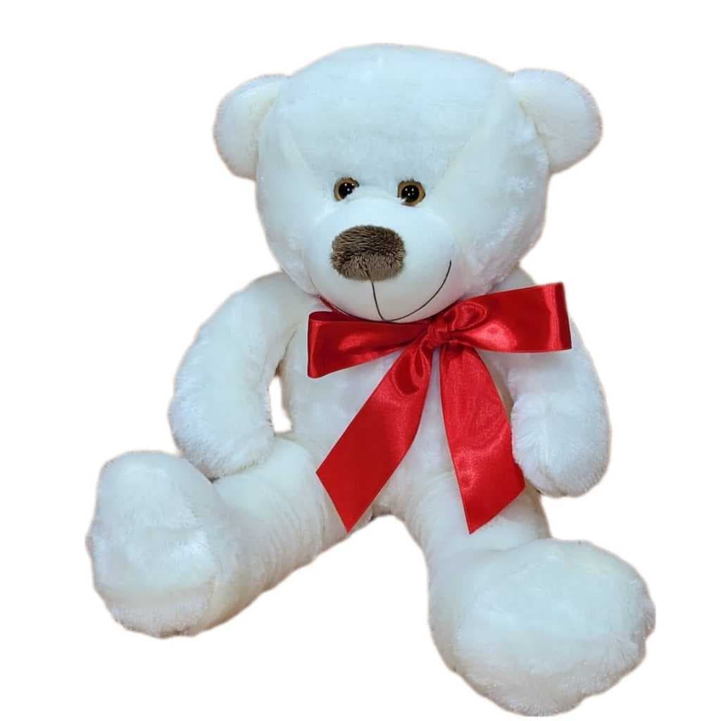 Urso Ursinho Teddy De Pelúcia Tamanho 50cm Com Laço Cetim Brinquedo