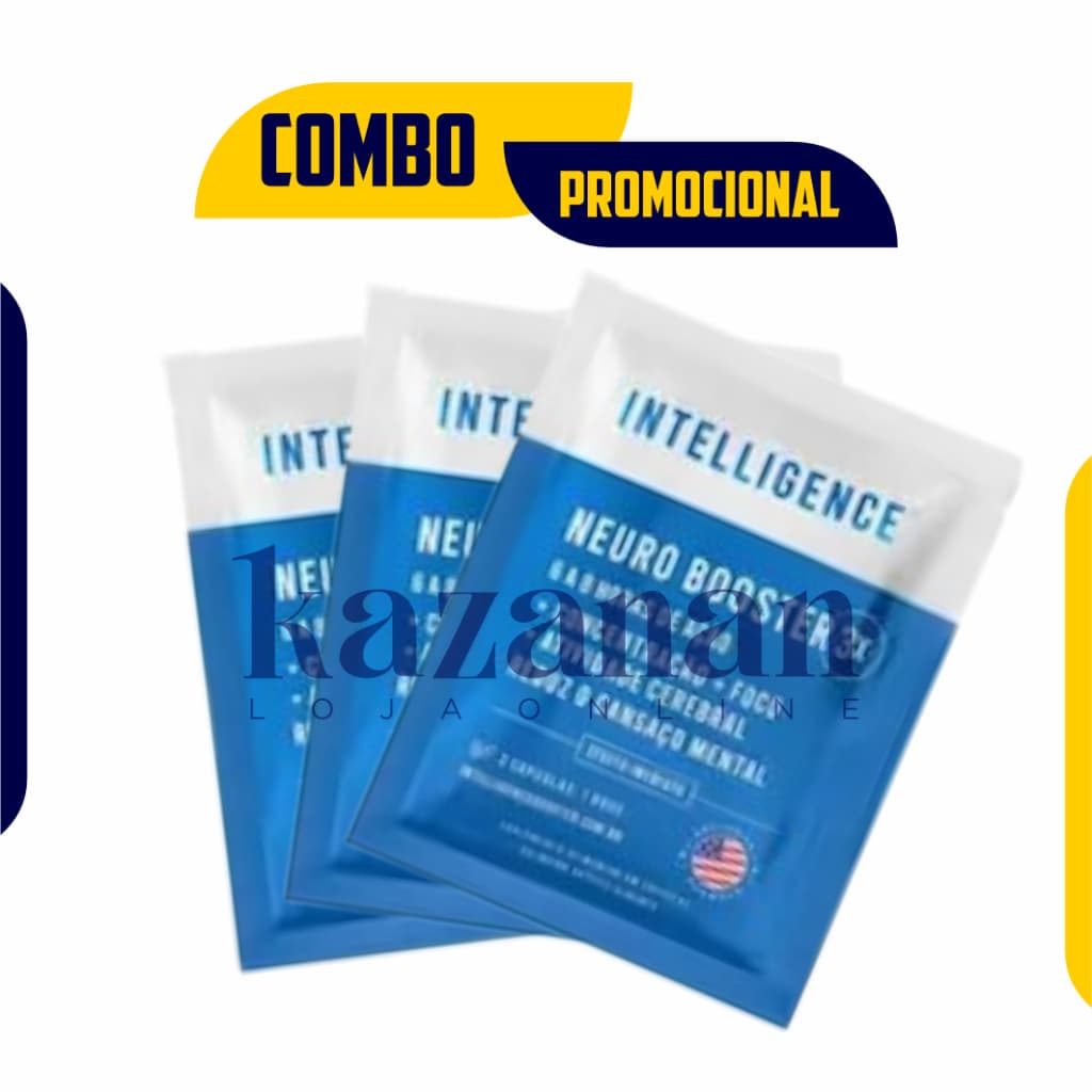 Neuro Booster Intelligence Produtividade Concentração Foco e Bem Estar Kit com 3