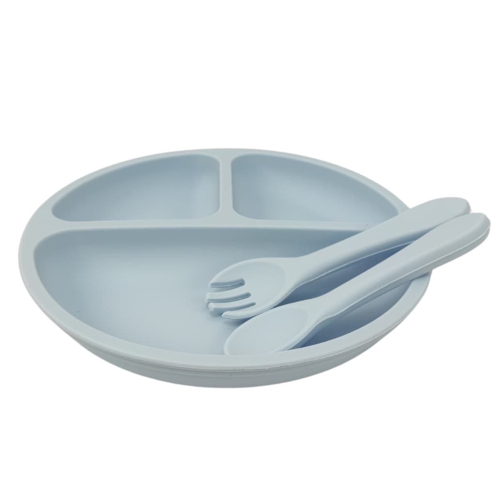 Pratinho E Talher Infantil De Silicone C/ Ventosas