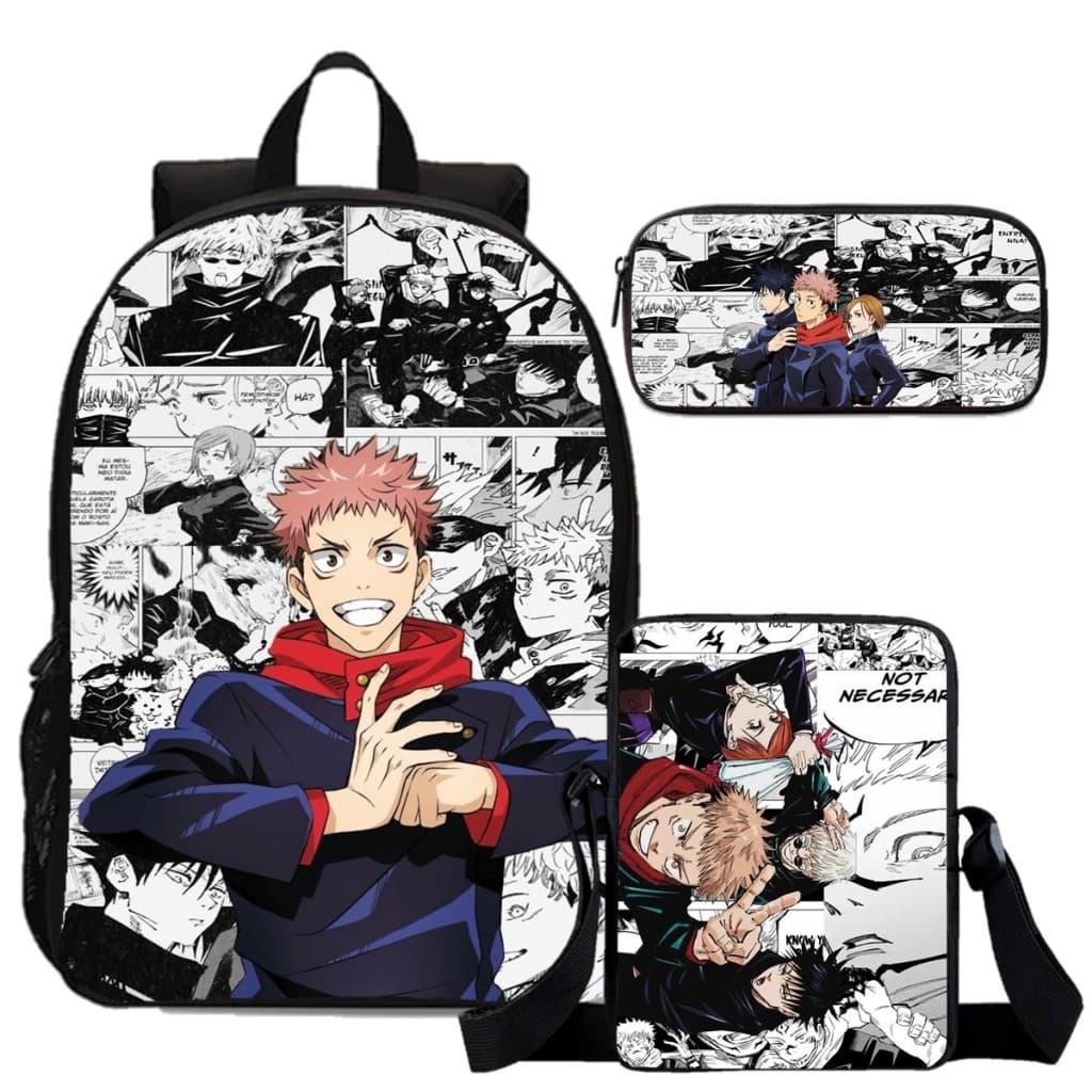 Kit Escolar  Mochila, Lancheira e Estojo Personalizados Anime Jujutsu Kaisen Quadrinhos Premium
