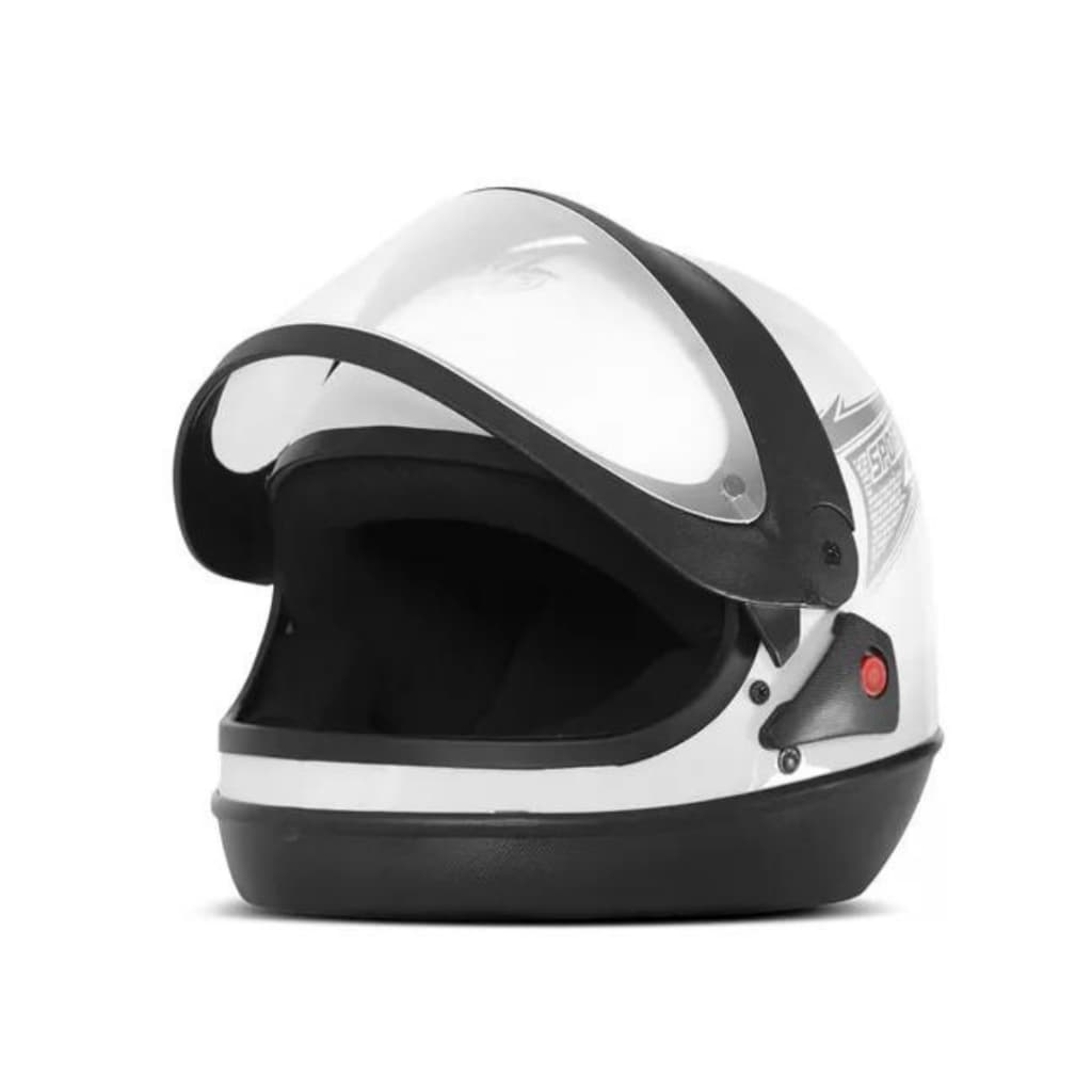 Capacete Motoqueiro Moto Motociclista Branco Fechado Moto Protork Viseira Automático