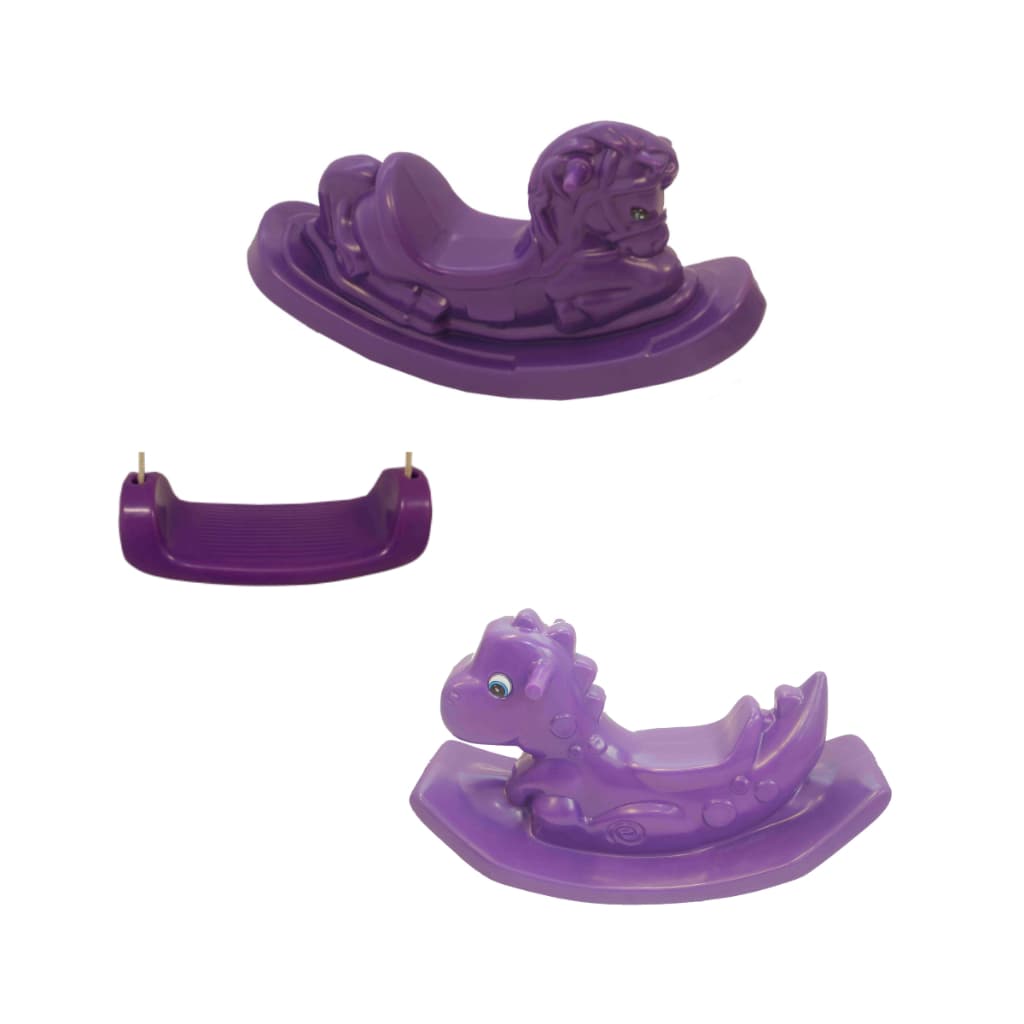 Gangorra Dino + Cavalo + Prancha - Brinquedo de Plástico Resistente para Crianças