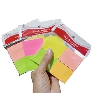 Kit bloco de anotações adesivo com 4 cores neon Post It 100 folhas megagift