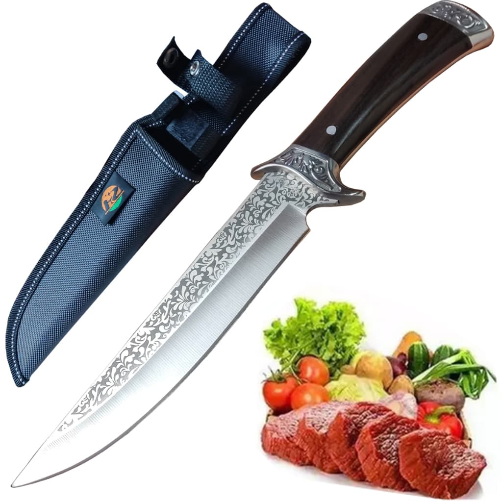 Faca De Caça Churrasco Full Tang Modelo Luxo Colecionador + Bainha Nylon