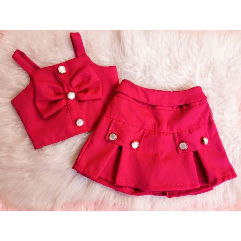 CONJUNTO ALFAIATARIA LAÇO FEMININO MODA INFANTIL MENINA