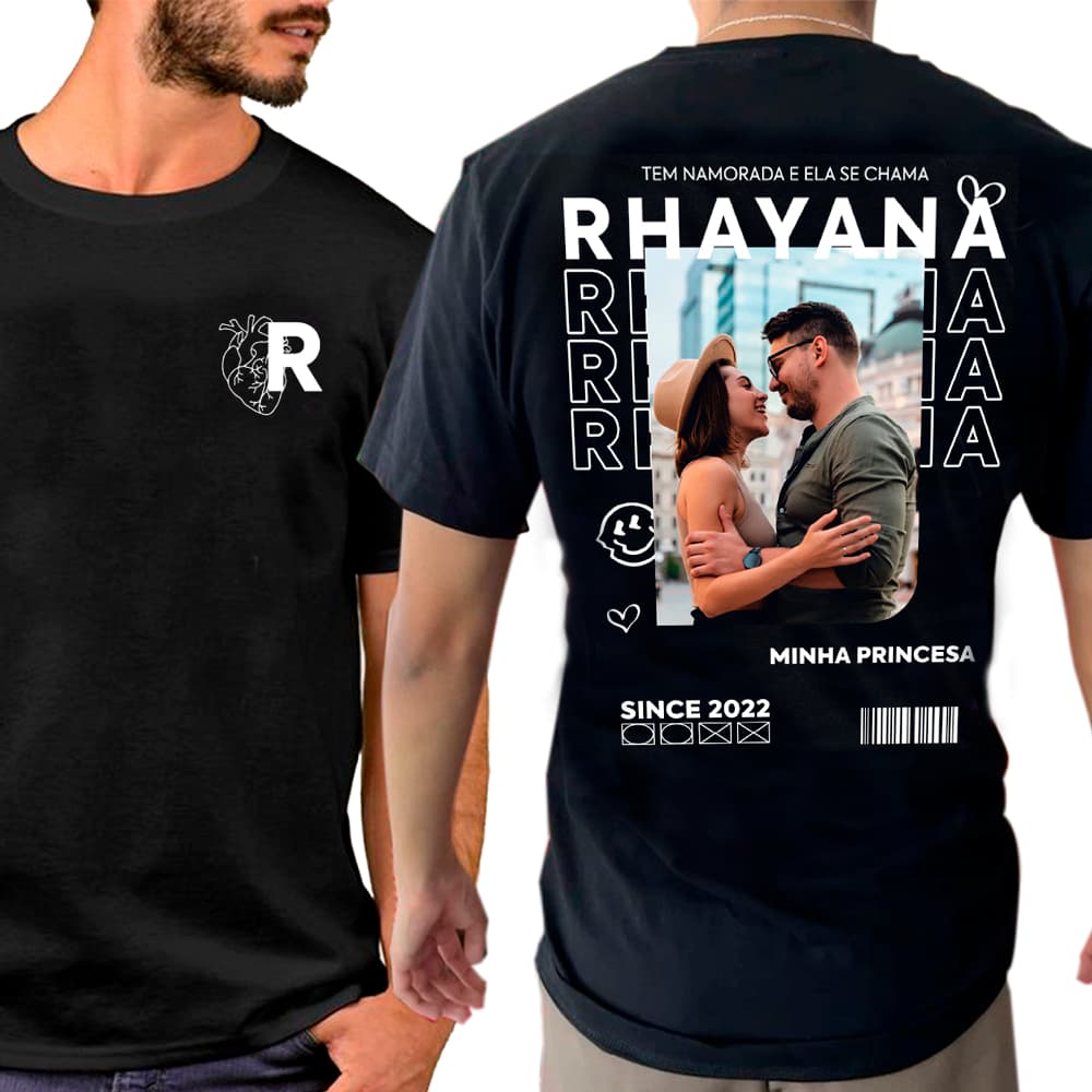 Camiseta Personalizada para Casal com Estampa de Olhos - 100% Algodão Premium
