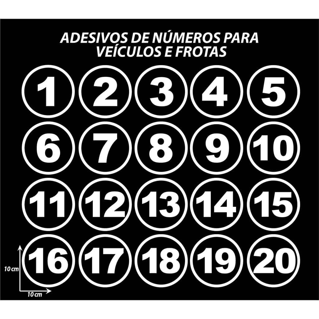 ADESIVOS DE NÚMEROS PARA VEÍCULOS E FROTAS 10X10 CM