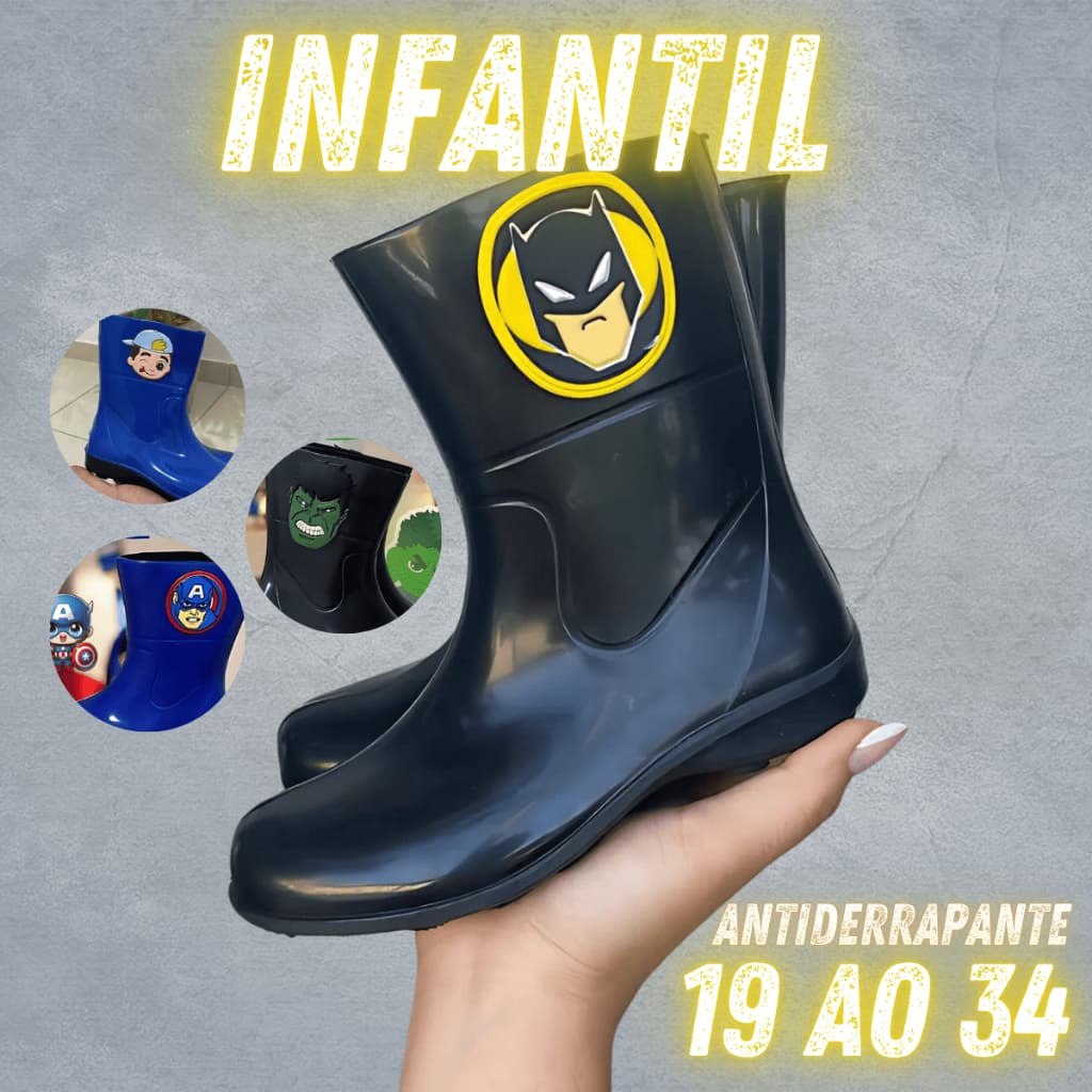 Bota Infantil Galocha Juvenil Masculina 19 ao 34 Bota Impermeavel ante derrapante