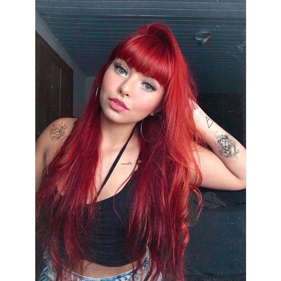 Cabelo vermelho tic tac orgânico vermelho vivo Liso