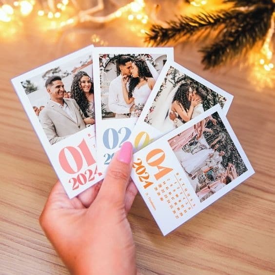 12 fotos calendarios polaroid 8x5 cm Mini calendário 2025 lembrancinha personalizado para ima de geladeira