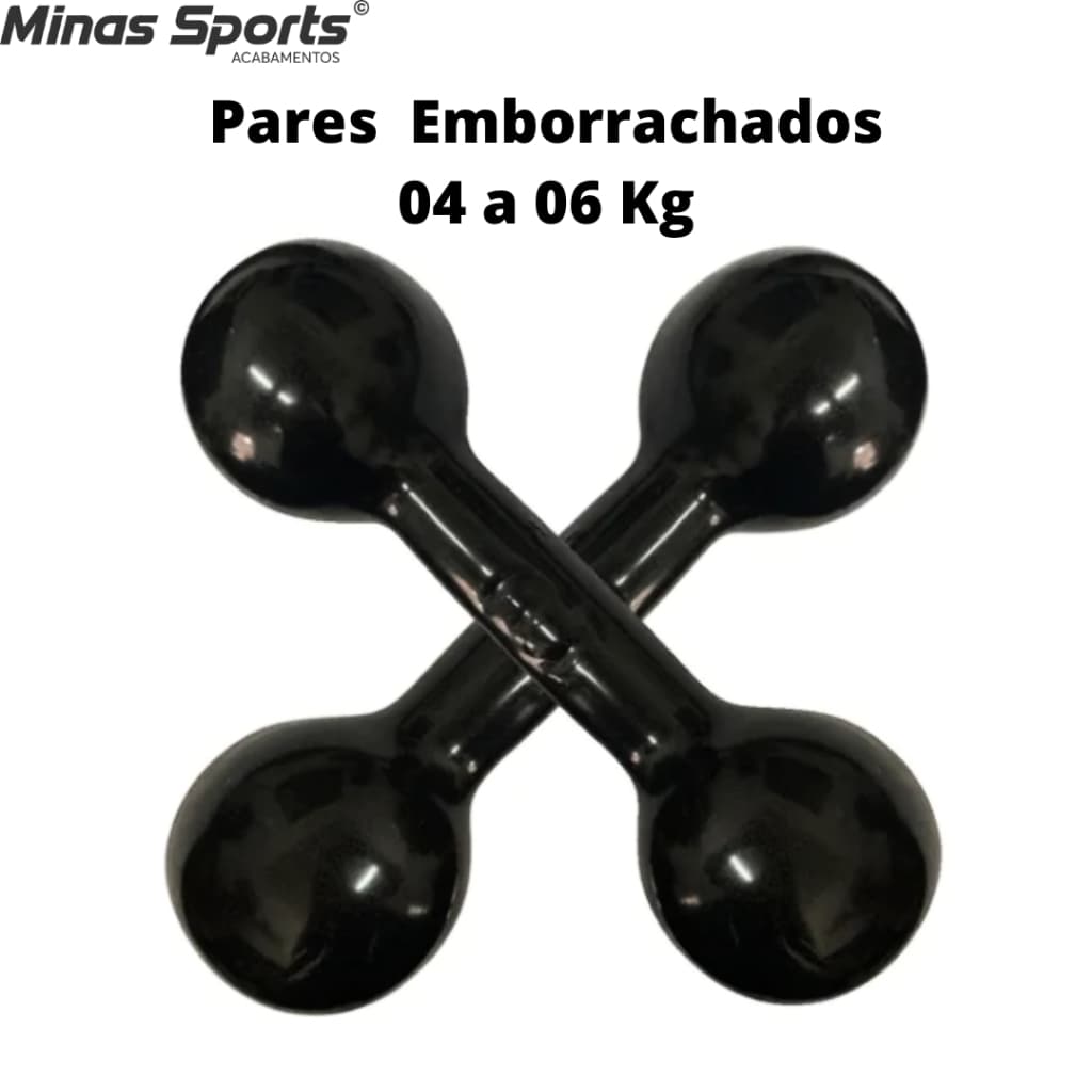 Par Halter Emborrachado - 4 Kg a 6 Kg / Treino em casa Crossfit Musculação Peso Academia Fortalecimento Muscular C/ 2 Un