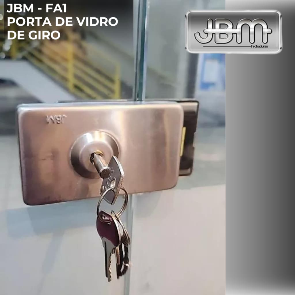 Fechadura de Porta de Vidro Jbm Fa1 Chave Tetra - Portas de Girar - Tom Cromado