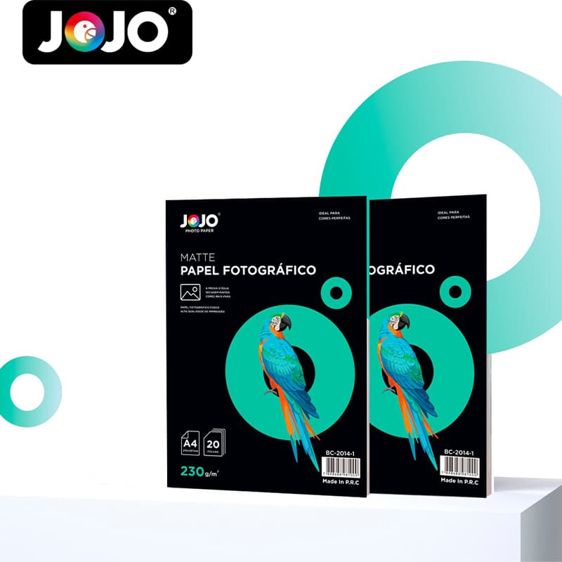 Papel fotográfico MATTE (Fosco) 230g/m² A4 100 FOLHAS  p/ impressoras à jato JOJO PHOTO PAPER