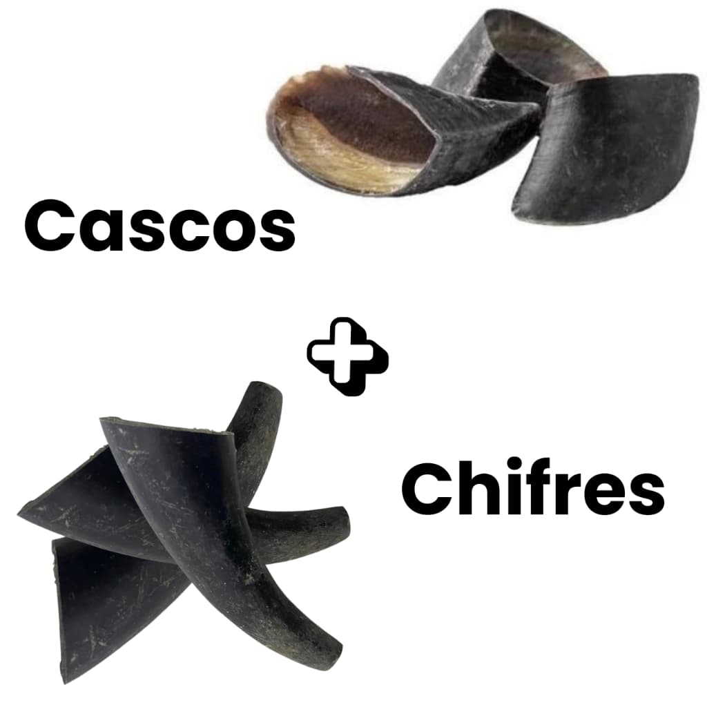 Kit Casco Bovino + Chifre Bovino Mordedor Para Cachorro Pet Roer Brinquedo