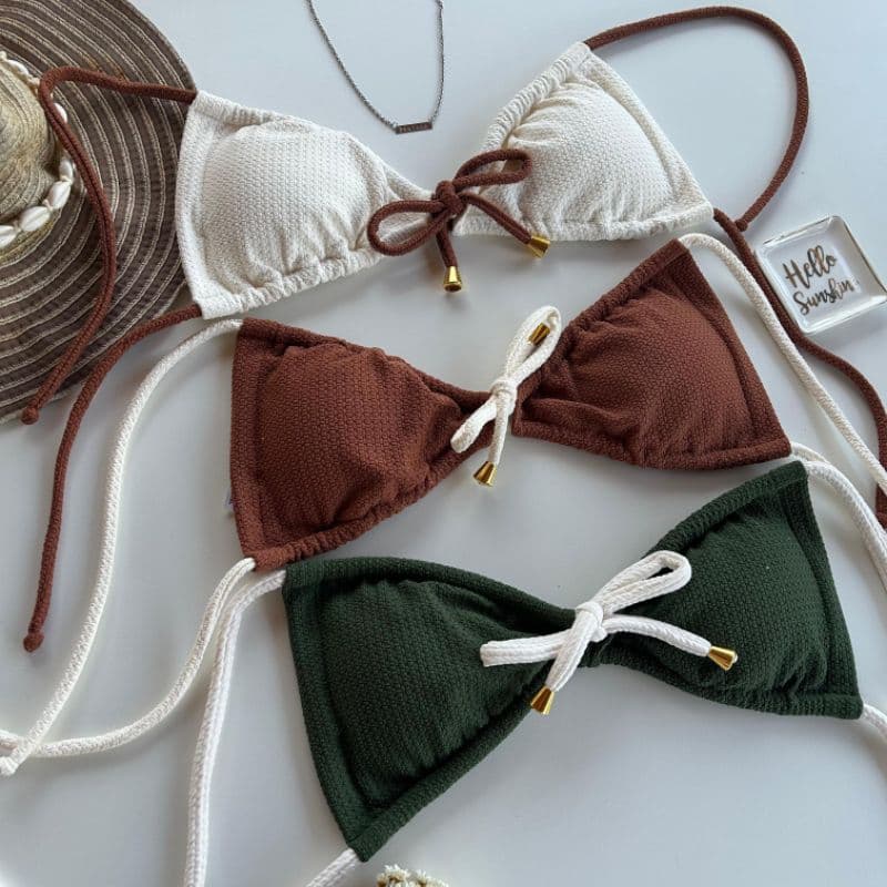 Conjunto de biquíni fio açucena, diversas cores moda praia 2025
