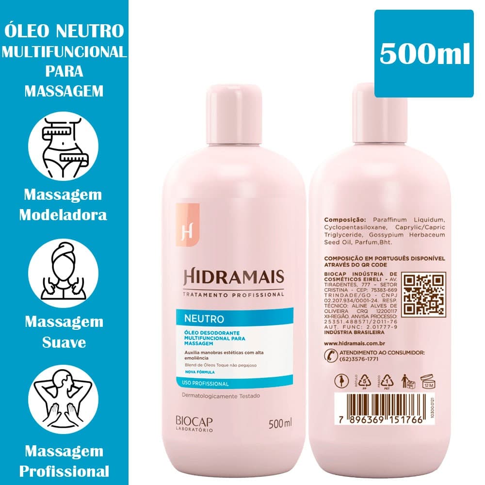 Óleo De Massagem Neutro Hidramais 500ml
