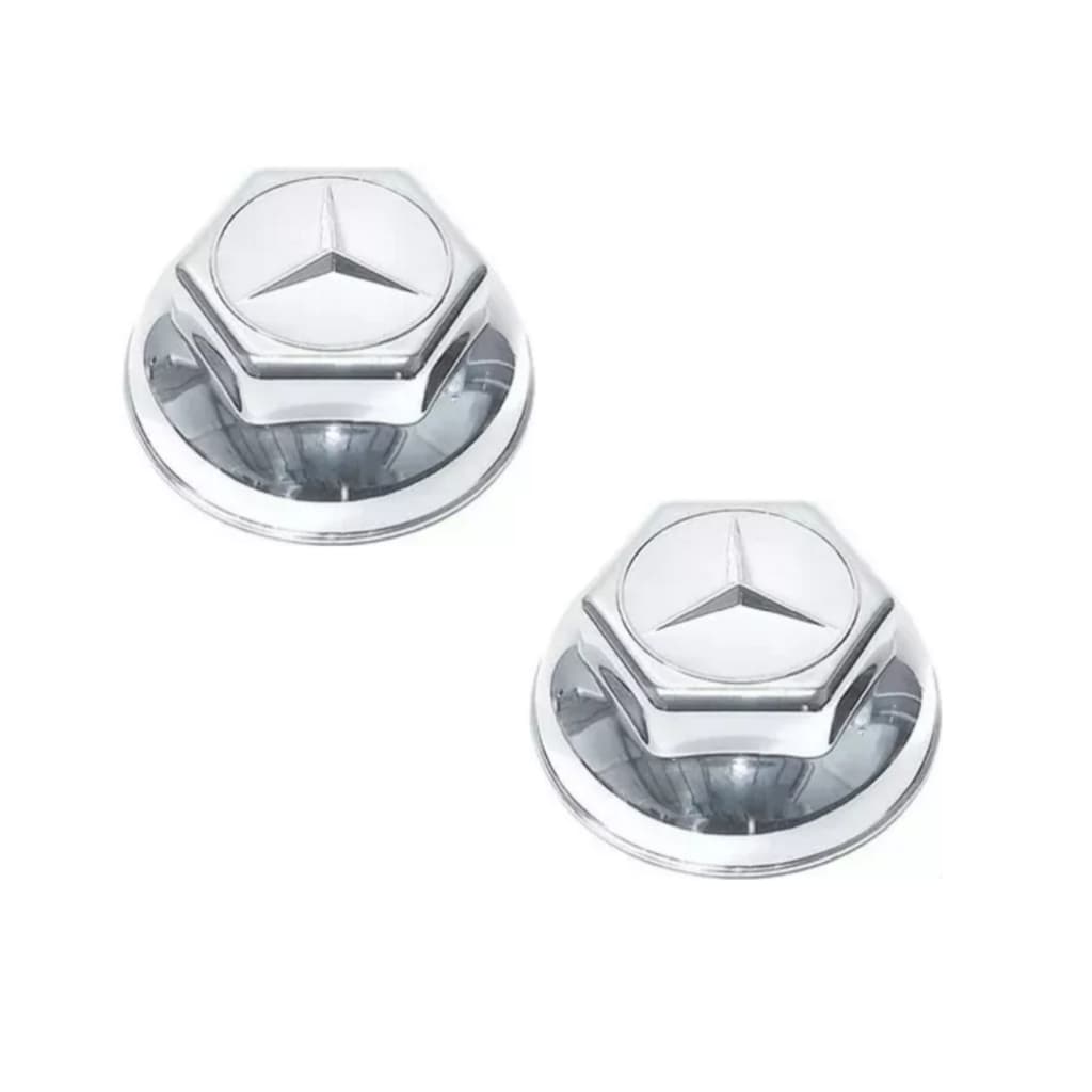 PAR Sobre Tampa Cromada Cubo Dianteiro Mercedes Mb 1113 1317 Ate 1620 Atron Cara Preta 608 710