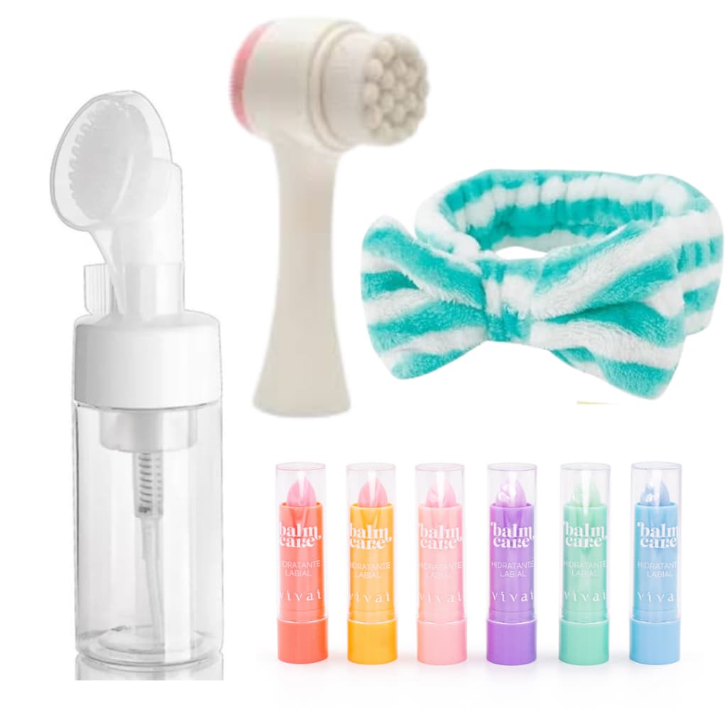 Kit Cuidados Diários: Frasco Pump Limpeza Facial 2 em 1 + Balm Hidratante