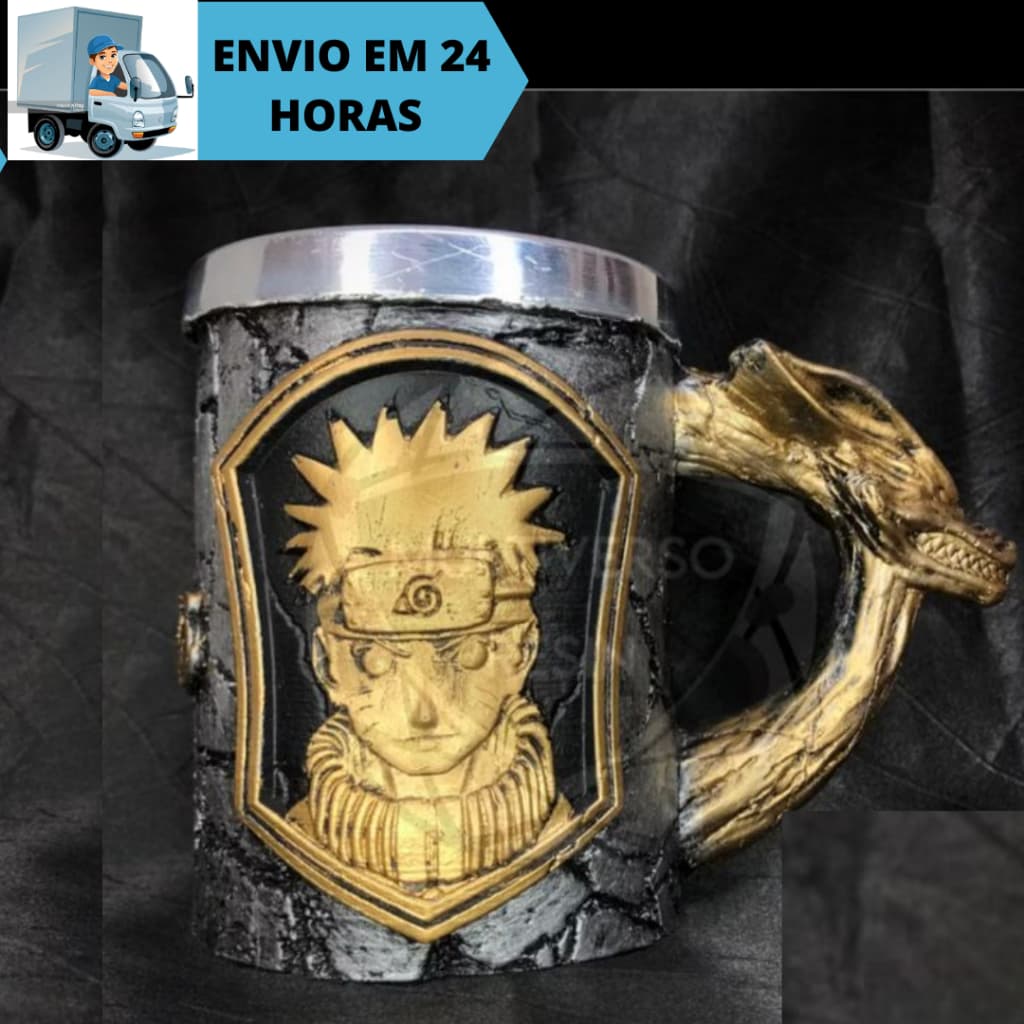 Caneca/Copo Naruto Raposa de 9/nove Caldas 3D Resina