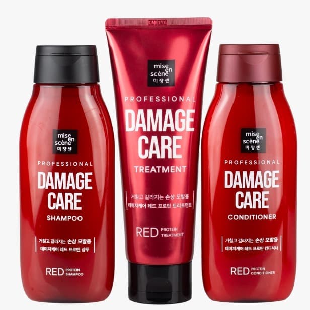 KIT RED PROTEIN DAMAGE CARE SHAMPOO + CONDICIONADOR 200ML + MÁSCARA 180ML – MISE EN SCENE