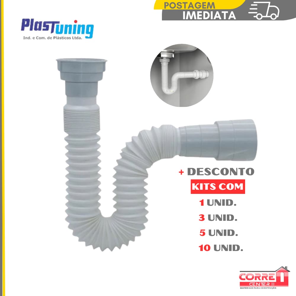 Sifao tubo sanfonado ajustável Lavatório/Pia/Tanque Universal 70cm / Plastunning