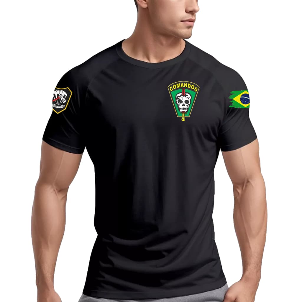 Camiseta Dry Fit Original Muscle Fit Militar Masculina Comandos p/Treino