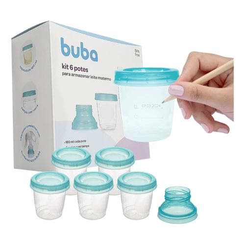 Kit 6 Potes Para Armazenar Leite Materno Da Buba 180ml