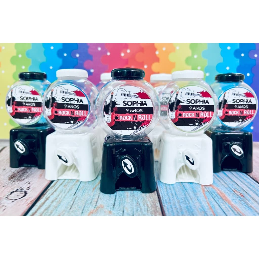 Mini Baleiro Candy Machine Rock Personalizado Lembrancinha Festa Música Infantil