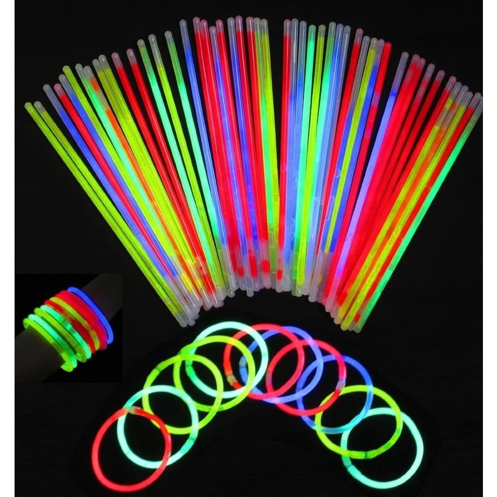 Kit 100 Unidades Pulseiras Neon Alto Brilho P/ Festa Balada Coloridas Brilha no Escuro