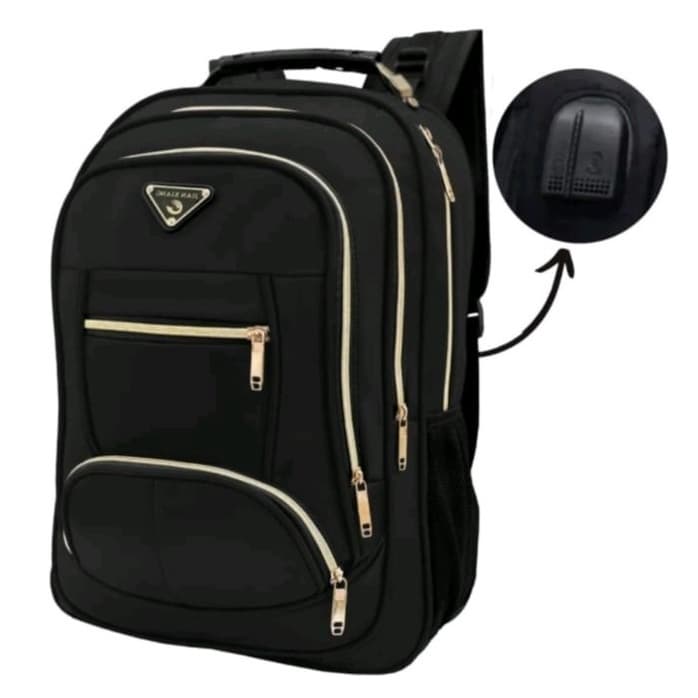 Mochila Reforçada PREMIUM Notebook Zíper Dourado