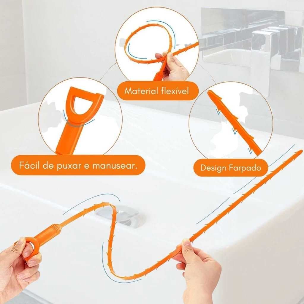 Só Hoje Desentupidor Coletor de Cabelos Pia Plástico 51cm para ralos de box pias banheiras cozinha
