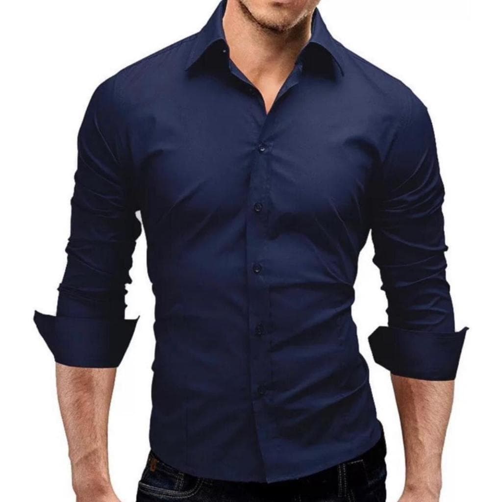 Camisa Social Slim Fit Azul marinho luxo