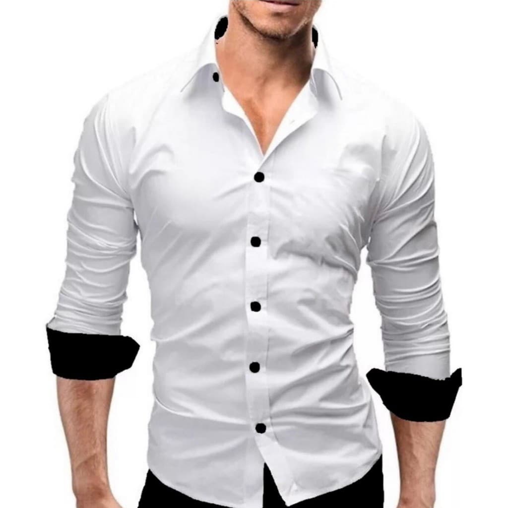Camisa Social Slim Fit Branca com detalhes luxo