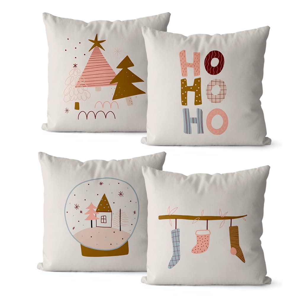 Kit 4 Capas de Almofadas De Natal 45x45 - Elegante 002