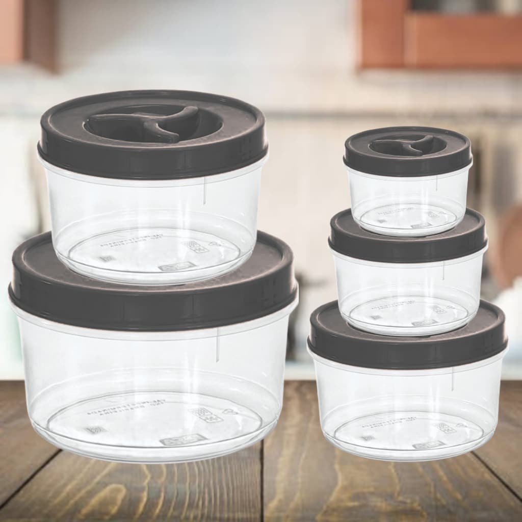 Conjunto 5 Potes Baixo Mantimento Tampa com Rosca, Jogo 5 Potes Redondo para Alimento