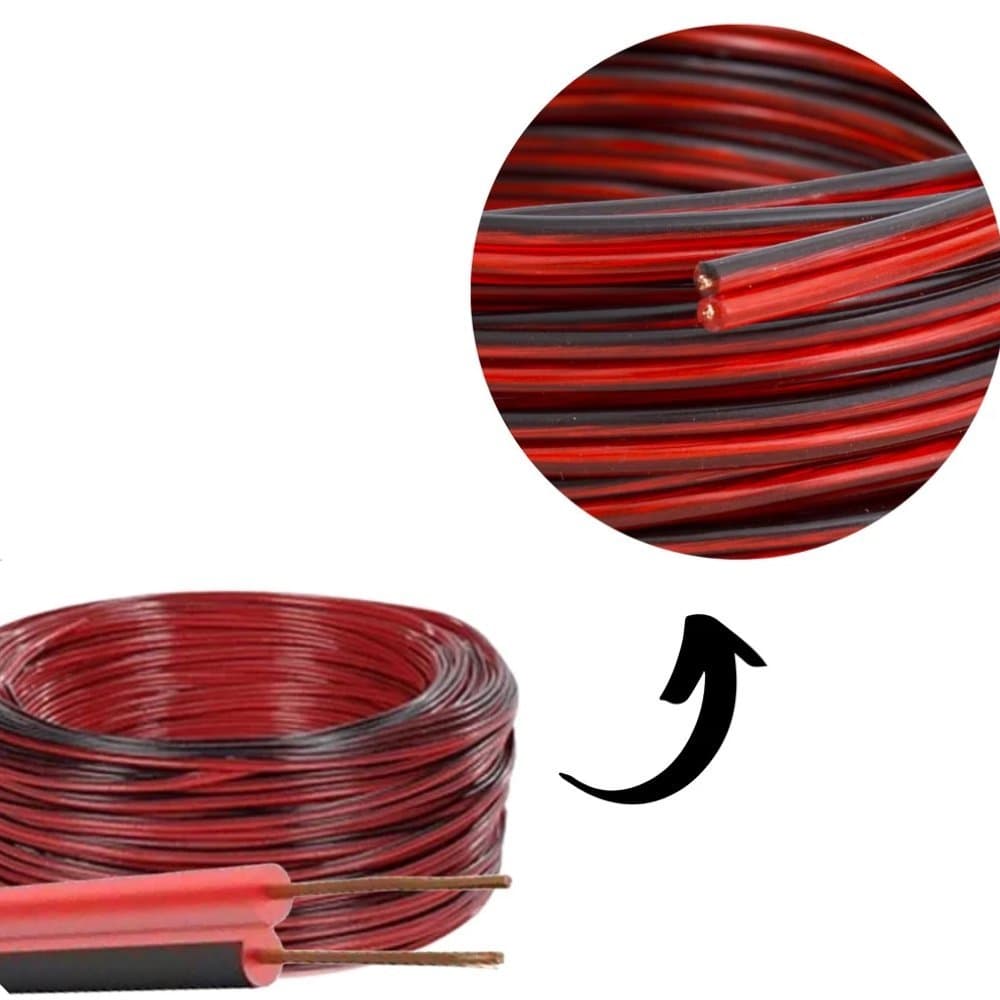 Cabo Para Alta Qualidade De Som 0,612mm Bicolor 2x1,5 (Preto e Vermelho) 14