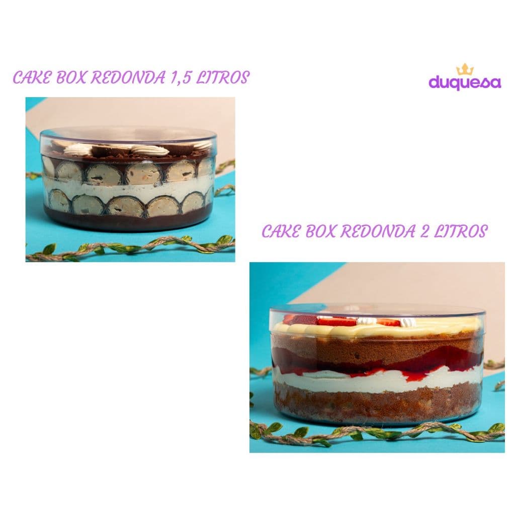 Cake Box Redonda 1500 ml ou 2000 ml com Tampa - Lançamento para Doces e Sobremesas