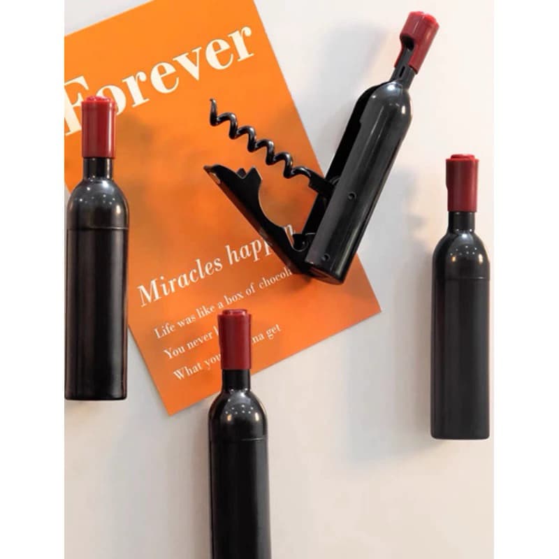 Kit Com 10/15 Saca Rolhas Abridor Com 2 Estratégias Em Formato Garrafa de Vinho Com Imã