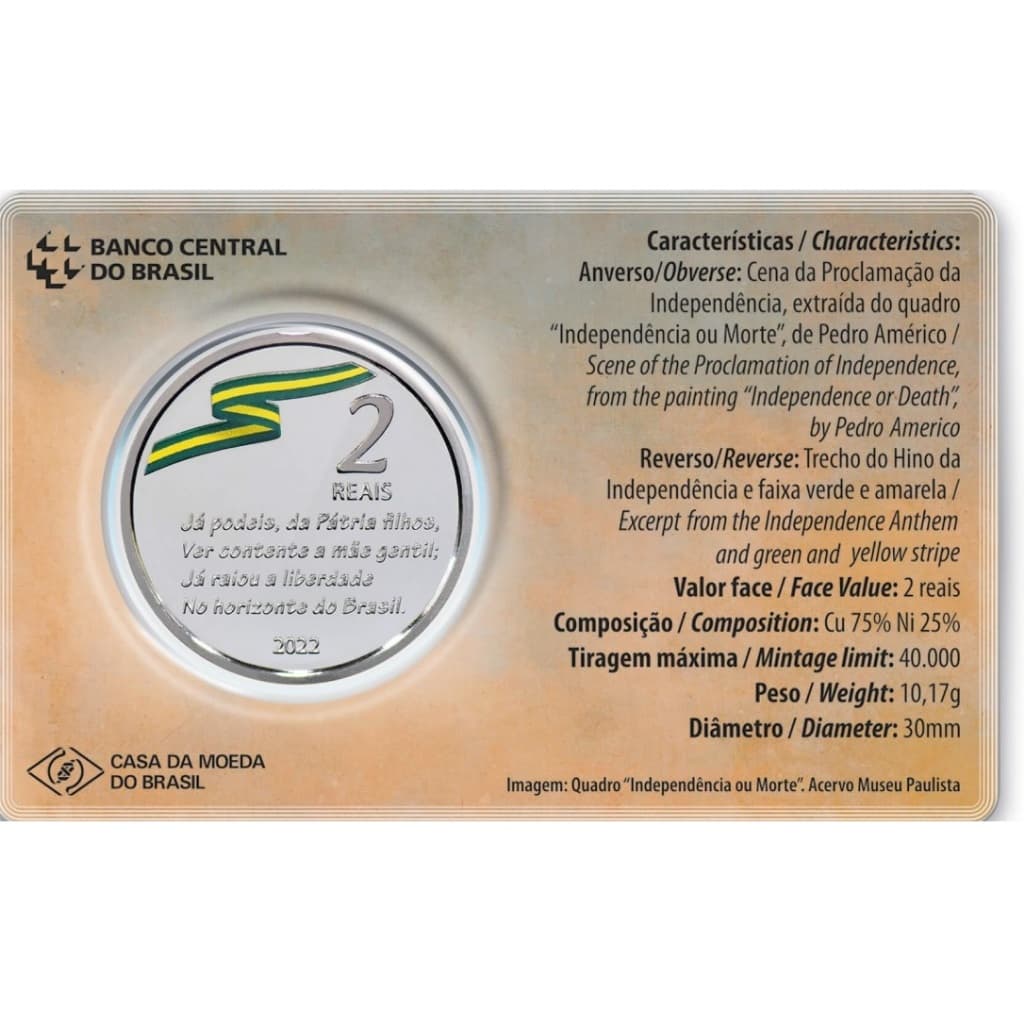 Moeda Bicentenário Da Independência Do Brasil 2 reais
