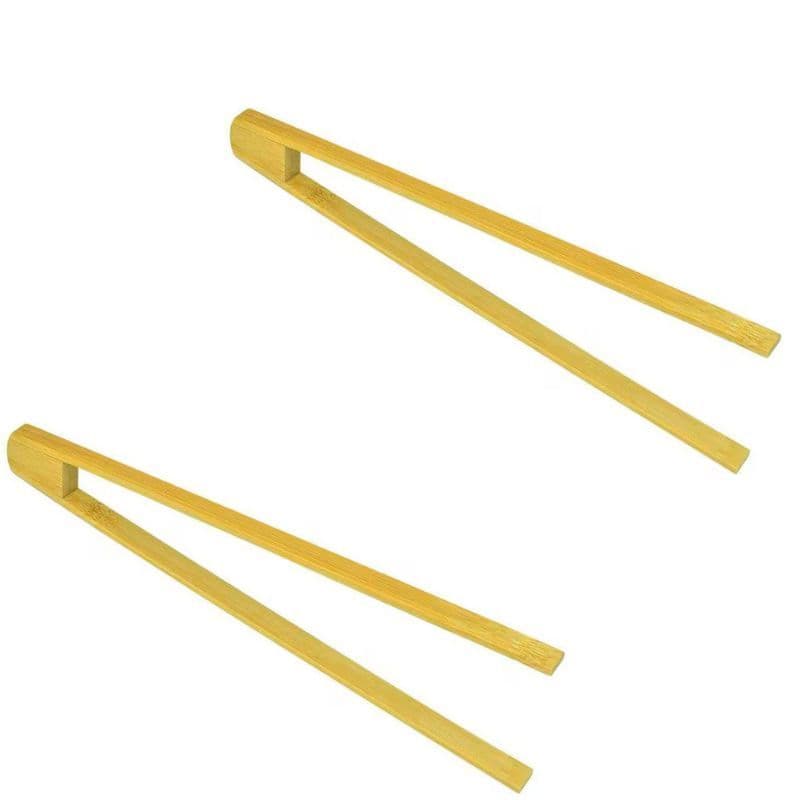 Kit 2 Pinça de Cozinha de Bambu - Pegador de Frituras e Pegador de Massas Multiuso