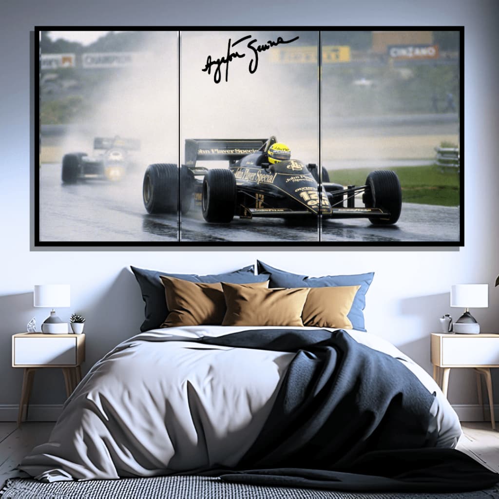 Quadros Decorativo Ayrton Senna Fórmula 1 3 Peças Decoração Quarto Sala