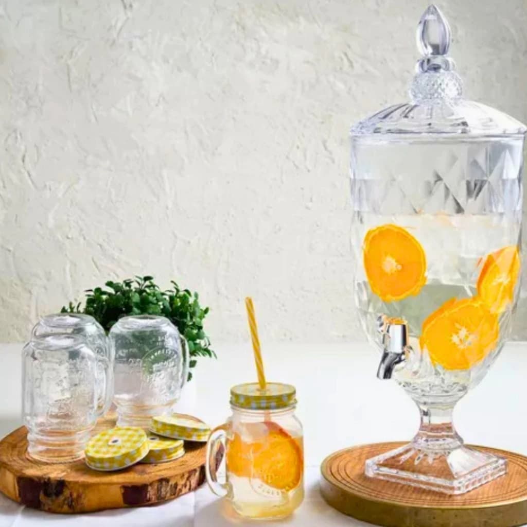 Suqueira De Vidro Cristal 3 Litros 48cm Torneira Coquetel