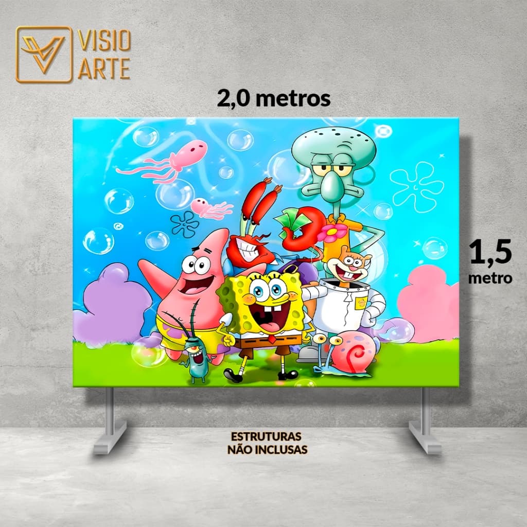 Painel Retangular  Bob Esponja  2,0x1,50 C/Overloque