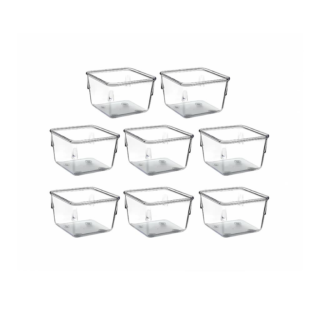 Kit 8 Organizadores Pote Acrílico Transparente Quadrado Caixa Geladeira Gaveta Maquiagem Acrimet 970