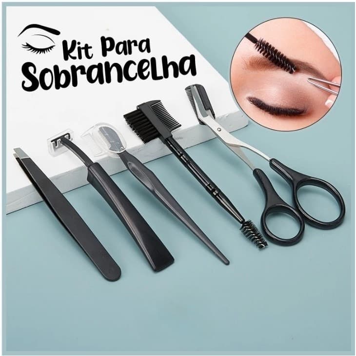 Kit 5 Peças Design para Sobrancelhas Pacotes De Ferramentas Aço Inoxidável Preto MEY24329-XMD